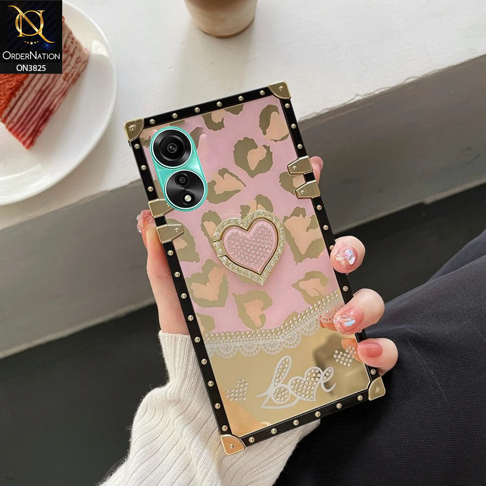 Oppo A38 Cover - Design1 - Heart Bling Diamond Glitter Soft TPU Trunk Case With Ring Holder