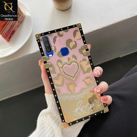 Vivo Y15 Cover - Design1 - Heart Bling Diamond Glitter Soft TPU Trunk Case With Ring Holder