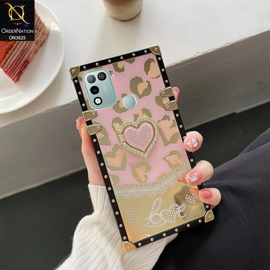 Infinix Hot 11 Play Cover - Design1 - Heart Bling Diamond Glitter Soft TPU Trunk Case With Ring Holder