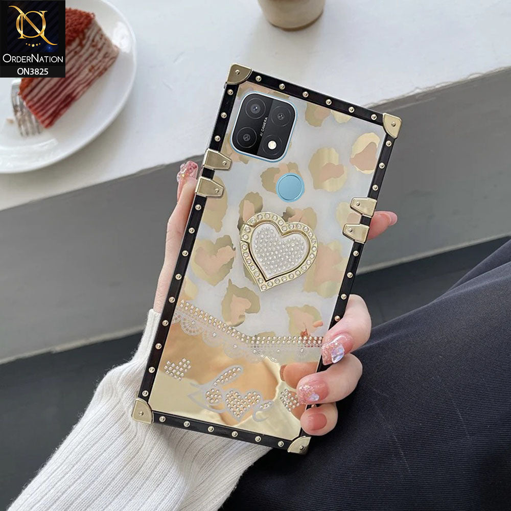 Oppo A15s Cover - Design2 - Heart Bling Diamond Glitter Soft TPU Trunk Case With Ring Holder