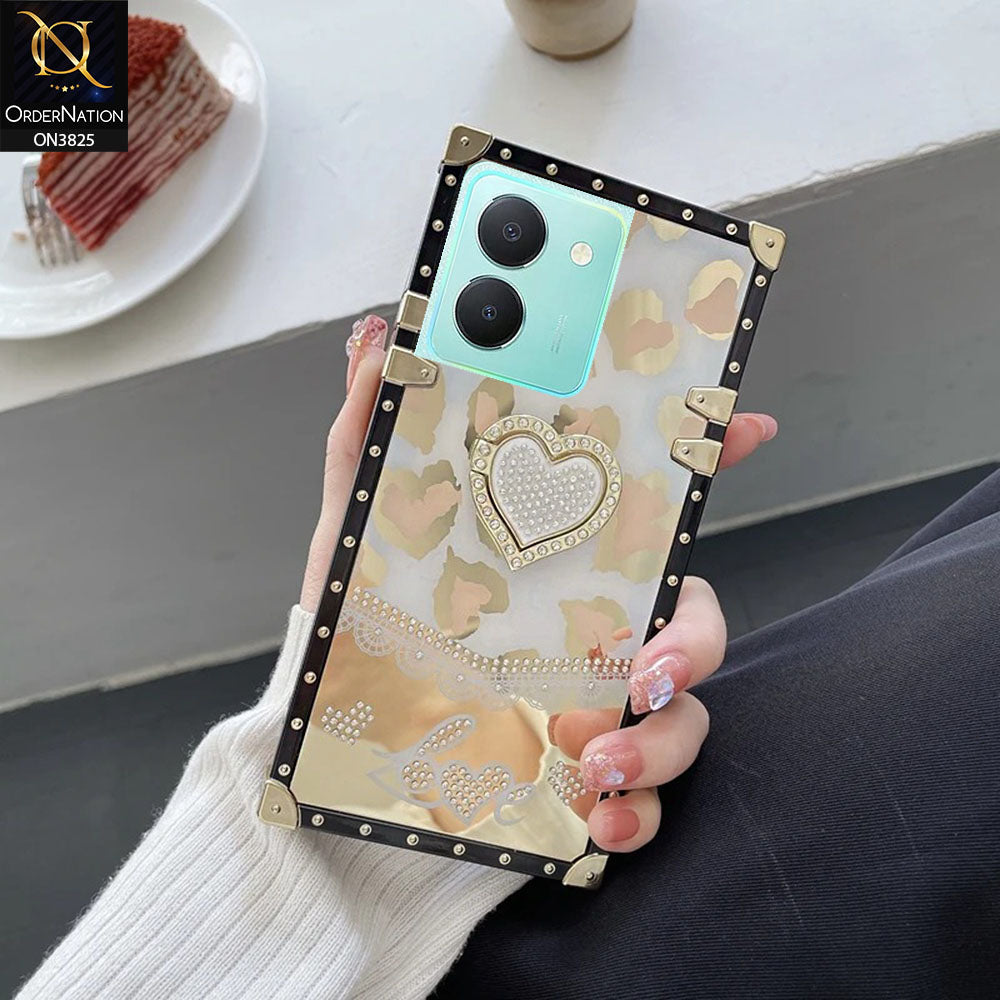 Vivo Y36 4G Cover - Design2 - Heart Bling Diamond Glitter Soft TPU Trunk Case With Ring Holder