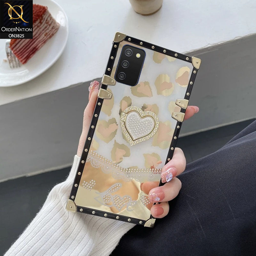 Samsung Galaxy A02s Cover - Design2 - Heart Bling Diamond Glitter Soft TPU Trunk Case With Ring Holder