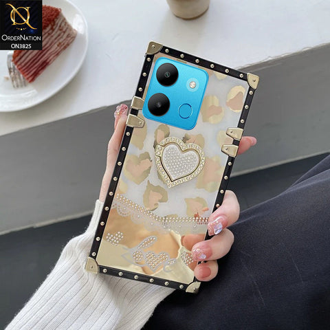 Infinix Smart 7 HD Cover - Design2 - Heart Bling Diamond Glitter Soft TPU Trunk Case With Ring Holder