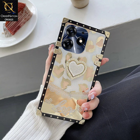 Tecno Spark 10 Pro Cover - Design2 - Heart Bling Diamond Glitter Soft TPU Trunk Case With Ring Holder