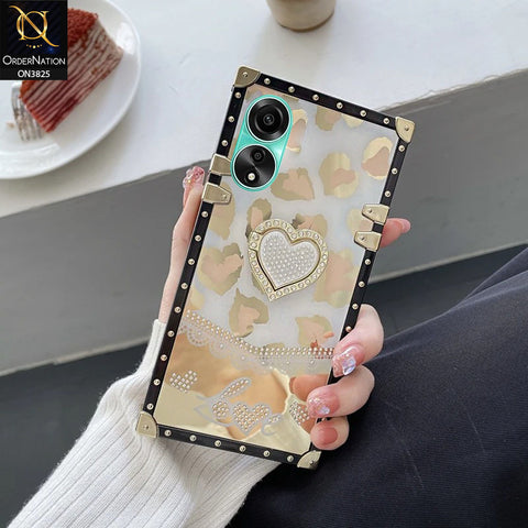 Oppo A78 4G Cover - Design2 - Heart Bling Diamond Glitter Soft TPU Trunk Case With Ring Holder