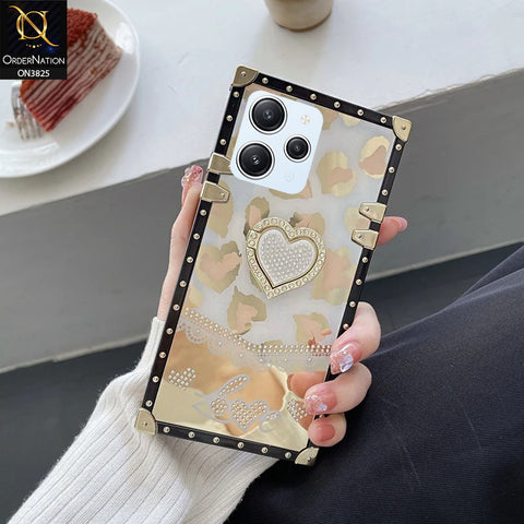 Redmi 12 Cover - Design2 - Heart Bling Diamond Glitter Soft TPU Trunk Case With Ring Holder