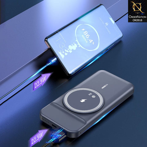 Black - KP WP 19 Wireless Magnet powerbank - Magsafe battery power bank 10000 mah