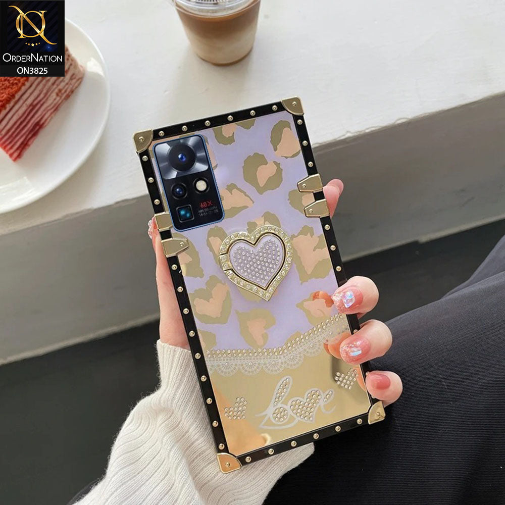 Infinix Zero X Cover - Design3 - Heart Bling Diamond Glitter Soft TPU Trunk Case With Ring Holder