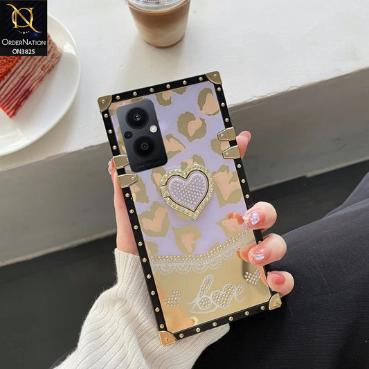 Oppo A96 5G Cover - Design3 - Heart Bling Diamond Glitter Soft TPU Trunk Case With Ring Holder