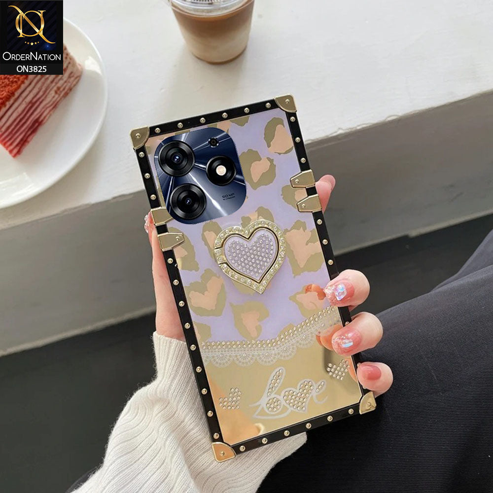 Tecno Spark 10 Pro Cover - Design3 - Heart Bling Diamond Glitter Soft TPU Trunk Case With Ring Holder