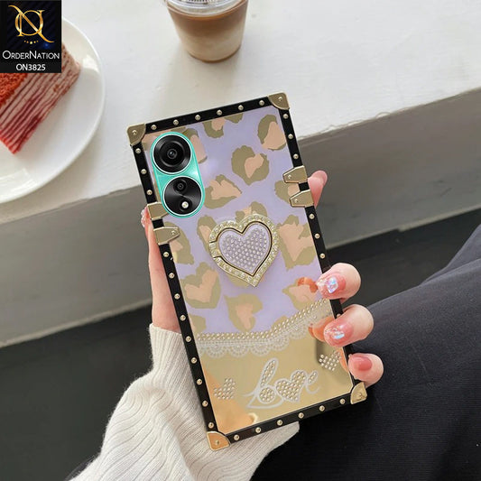 Oppo A38 Cover - Design3 - Heart Bling Diamond Glitter Soft TPU Trunk Case With Ring Holder