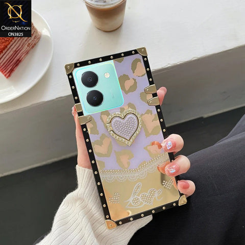 Vivo Y36 5G Cover - Design3 - Heart Bling Diamond Glitter Soft TPU Trunk Case With Ring Holder