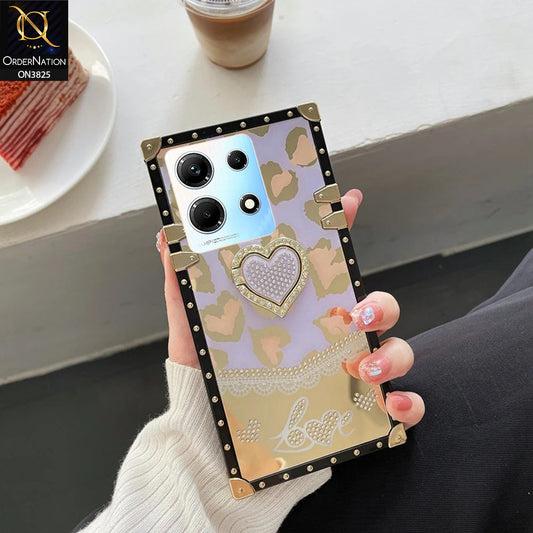 Infinix Note 30 Cover - Design3 - Heart Bling Diamond Glitter Soft TPU Trunk Case With Ring Holder