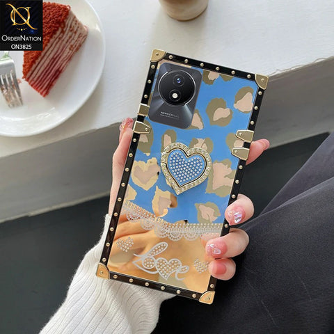 Vivo Y11 2023 Cover - Design4 - Heart Bling Diamond Glitter Soft TPU Trunk Case With Ring Holder