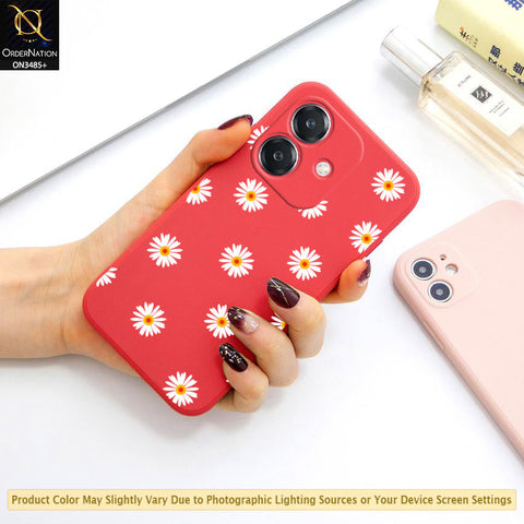 Oppo A3x 4G Cover - ONation Daisy Series - HQ Liquid Silicone Elegant Colors Camera Protection Soft Case