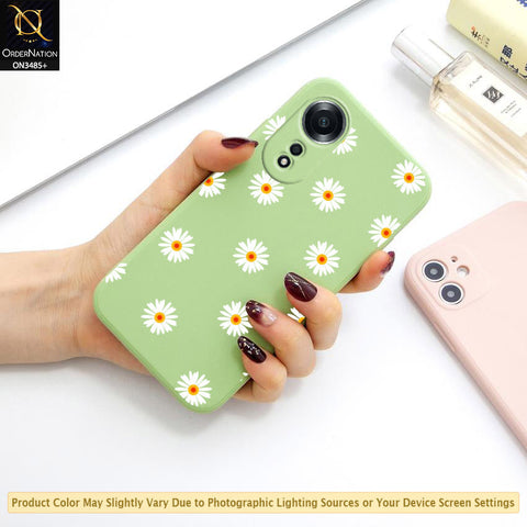 Oppo A58 4G Cover - ONation Daisy Series - HQ Liquid Silicone Elegant Colors Camera Protection Soft Case