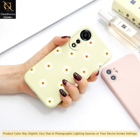 Oppo A78 4G Cover - ONation Daisy Series - HQ Liquid Silicone Elegant Colors Camera Protection Soft Case