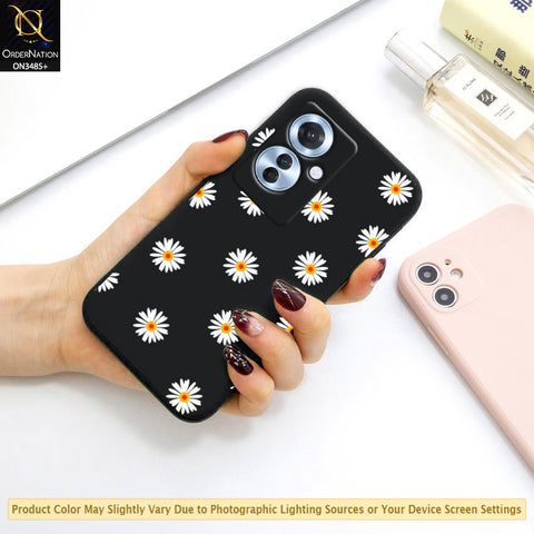 Oppo Reno 11F 5G Cover - ONation Daisy Series - HQ Liquid Silicone Elegant Colors Camera Protection Soft Case