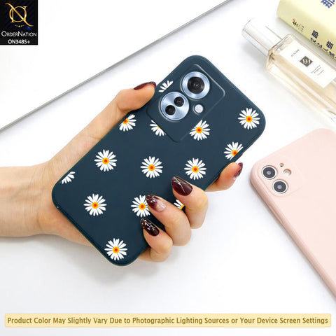 Oppo Reno 11F 5G Cover - ONation Daisy Series - HQ Liquid Silicone Elegant Colors Camera Protection Soft Case