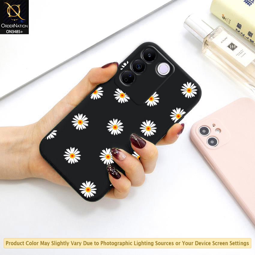 Vivo V27e Cover - ONation Daisy Series - HQ Liquid Silicone Elegant Colors Camera Protection Soft Case