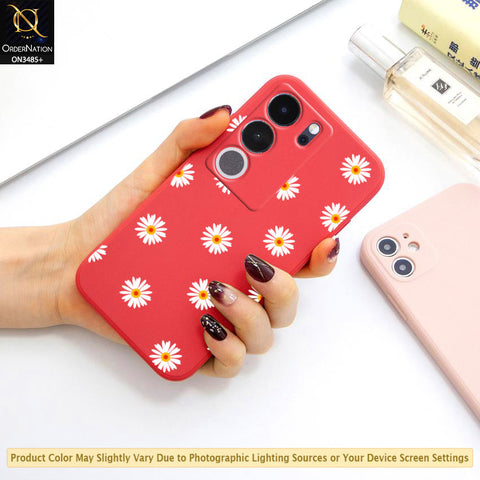 Vivo S17 Cover - ONation Daisy Series - HQ Liquid Silicone Elegant Colors Camera Protection Soft Case