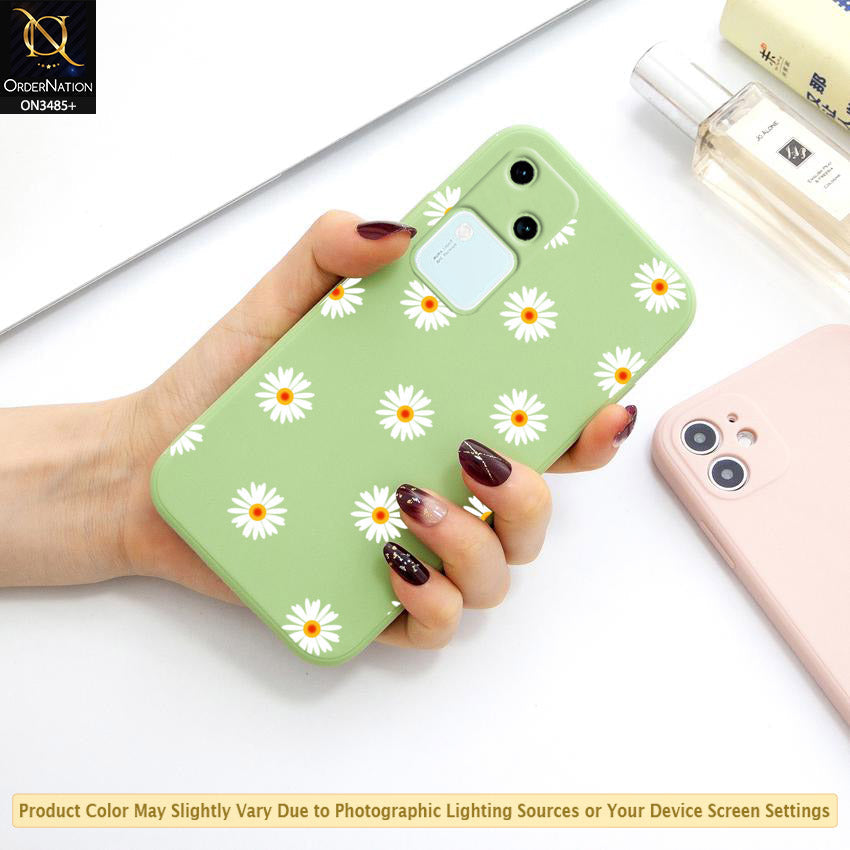 Vivo V30 Cover - ONation Daisy Series - HQ Liquid Silicone Elegant Colors Camera Protection Soft Case