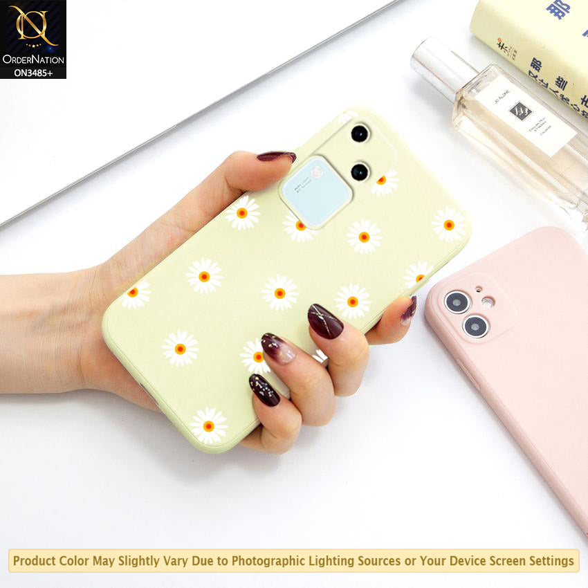 Vivo S18 Cover - ONation Daisy Series - HQ Liquid Silicone Elegant Colors Camera Protection Soft Case