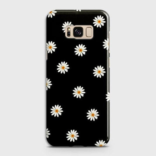 Samsung Galaxy S8 Plus Cover - White Bloom Flowers with Black Background Printed Hard Case With Life Time Colors Guarantee ( Fast Delivery )