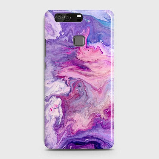 Huawei P9 Cover - Chic Blue Liquid Marble Printed Hard Case with Life Time Colour Guarantee (Fast Delivery)