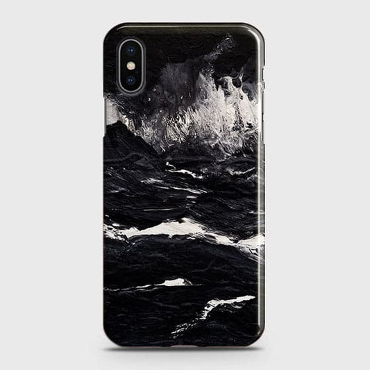 iPhone XS Max Cover - Matte Finish - Black Ocean Marble Trendy Printed Hard Case With Life Time Colour Guarantee (Fast Delivery)