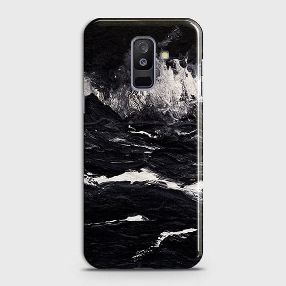 Samsung A6 Plus 2018 Cover - Matte Finish - Black Ocean Marble Trendy Printed Hard Case With Life Time Colour Guarantee ( Fast Delivery )