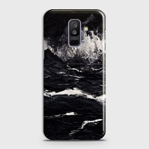 Samsung A6 Plus 2018 Cover - Matte Finish - Black Ocean Marble Trendy Printed Hard Case With Life Time Colour Guarantee ( Fast Delivery )