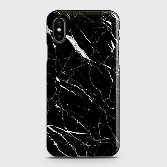 iPhone XS Max Cover - Matte Finish - Trendy Black Marble Printed Hard Case With Life Time Colour Guarantee ( Fast Delivery )