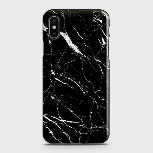 iPhone XS Max Cover - Matte Finish - Trendy Black Marble Printed Hard Case With Life Time Colour Guarantee ( Fast Delivery )