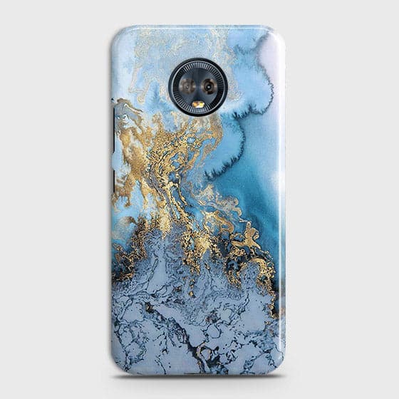 Motorola Moto G6 - Trendy Golden & Blue Ocean Marble Printed Hard Case with Life Time Colors Guarantee(B39) ( Fast Delivery )