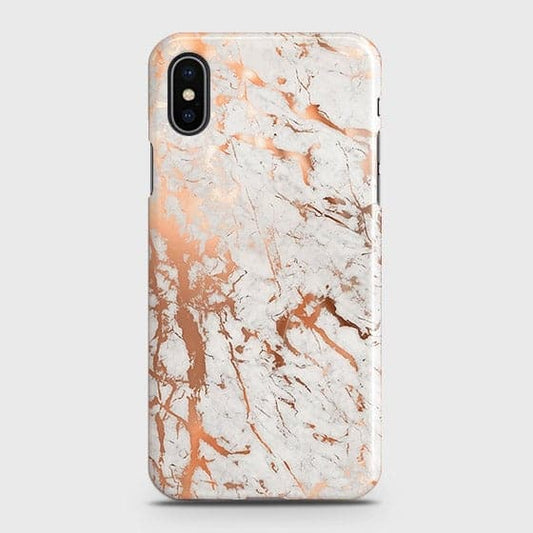 iPhone XS Max Cover - In Chic Rose Gold Chrome Style Printed Hard Case with Life Time Colors Guarantee ( Fast Delivery )