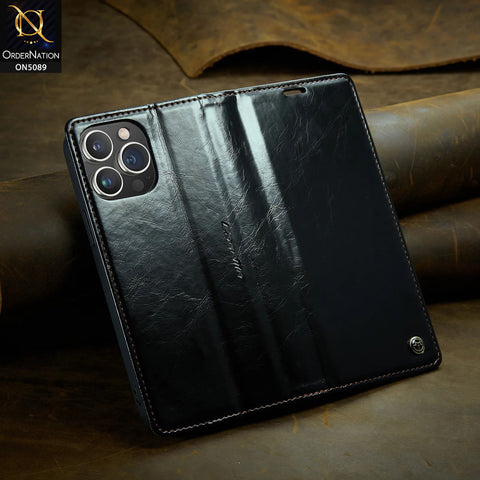 Samsung Galaxy S22 5G Cover - Black - CaseMe Classic Leather Flip Book Card Slot Case