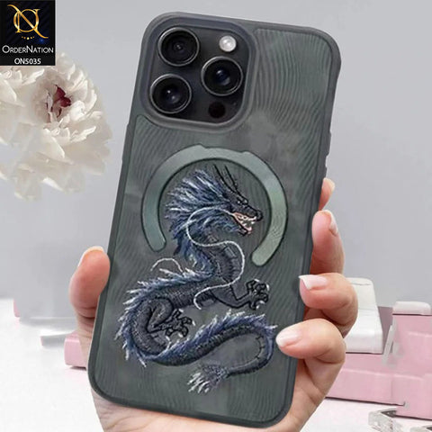 iPhone 15 Pro Max Cover - Black - NIMMY 3D Embroidery Fantasy Animal Series Leather Magsafe Case