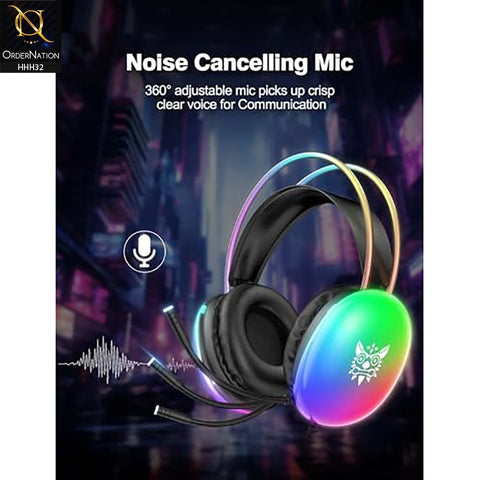 Onikuma X25 RGB Head Beam Gaming Headset with Mic & Stereo Surround Sound - Black