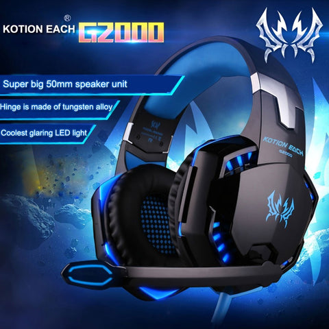 KOTION EACH G2000 Wired Gaming Headset with LED Light - Black