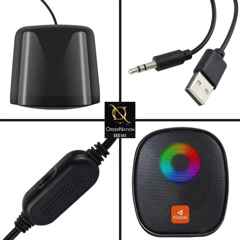 Kisonli X11 RGB Gamer PC Mini USB Speaker with 6W Power - Black