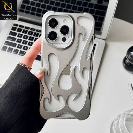 iPhone 16 Pro Max Cover - Silver - Matte Color 3D Flame Series Flexible Soft Case