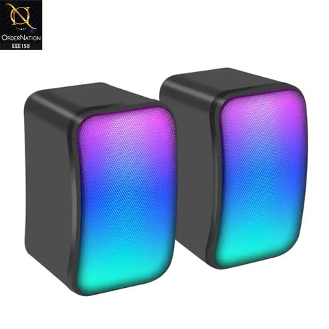 Kisonli X17 Speaker Gaming 2.0 RGB Lights with Volume Control - Black