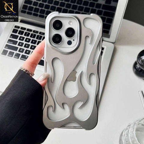 iPhone 16 Pro Cover - Silver - Matte Color 3D Flame Series Flexible Soft Case