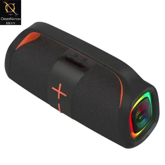 Kisonli K12 20W Portable Wireless Bluetooth Speaker with RGB lights and Super Bass - Black