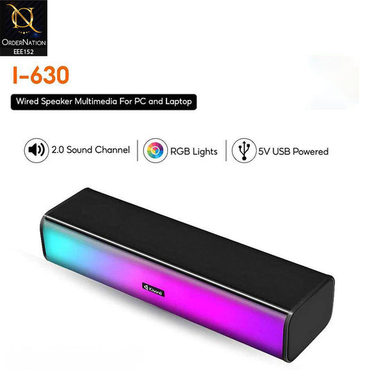 Kisonli I-630 PC+BT Multimedia USB Plug RGB Speaker - Black