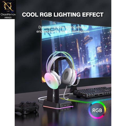 Onitoon X25 RGB Head Beam Gaming Headset with Mic & Stereo Surround Sound - White