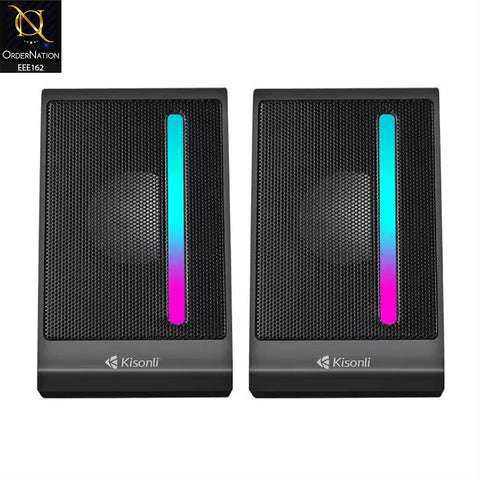 Kisonli X16 Mini USB 2.0 Portable Speaker with RGB Light - Black