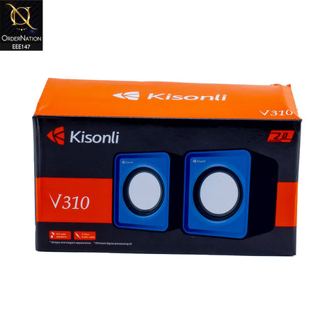 Kisonli V310 Multimedia Computer Speaker System - Blue