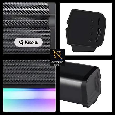 Kisonli LED-802 RGB Light Sound Bar Music Bluetooth Speaker - Black